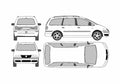 Blueprint Volkswagen Sharan 1B Minivan 2005 A4 Photo Print