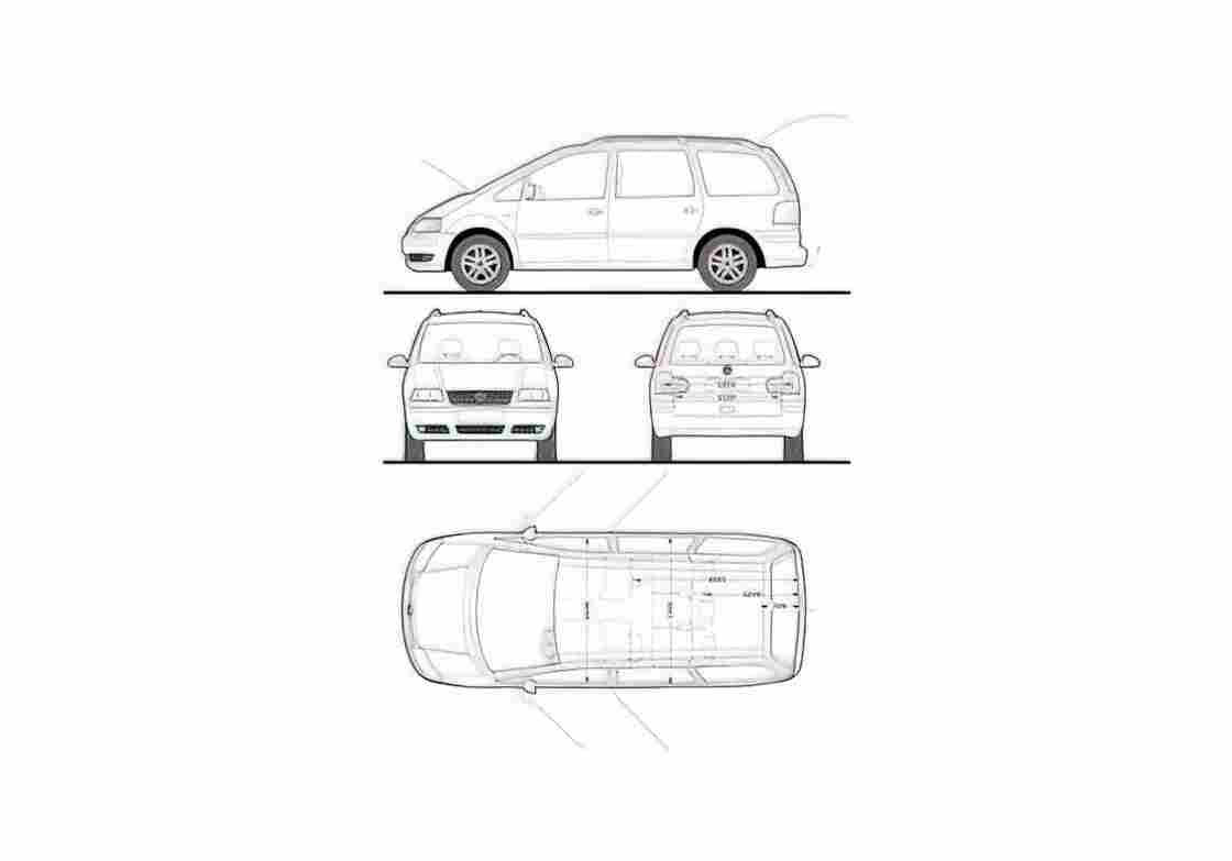 Blueprint Volkswagen Sharan Minivan 2009 A4 Photo Print
