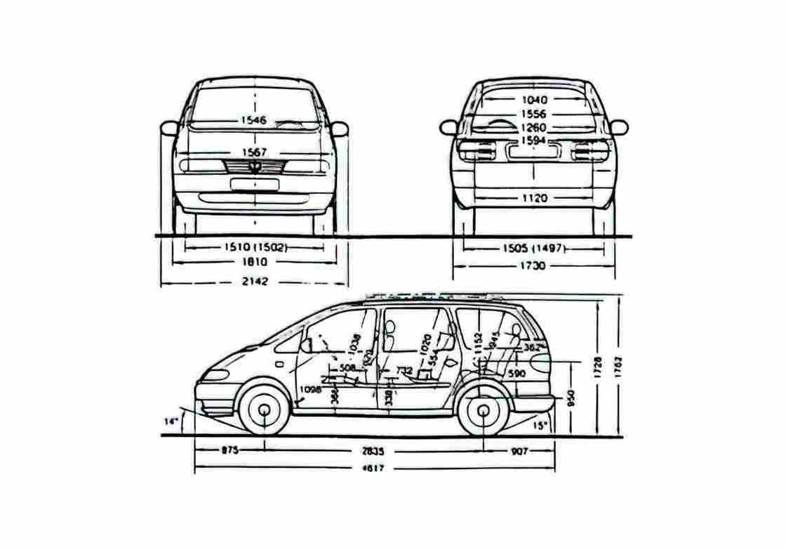 Blueprint Volkswagen Sharan Van 1994 A4 Photo Print