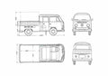 Blueprint Volkswagen T2 A Crew Cab Pick up 1969 A4 Photo Print