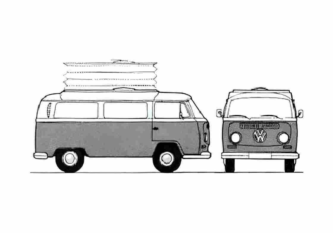 Blueprint Volkswagen T2A Devon Conversions Van 1971 A4 Photo Print