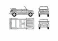 Blueprint Volkswagen Thing Cabriolet 1969 A4 Photo Print