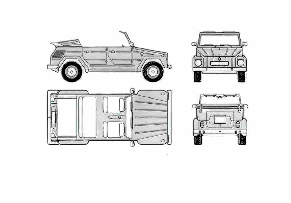 Blueprint Volkswagen Thing Cabriolet 1969 A4 Photo Print