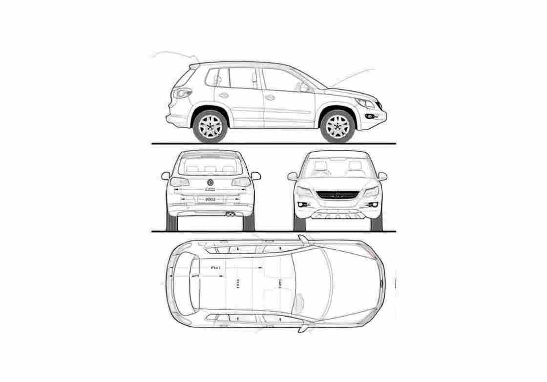 Blueprint Volkswagen Tiguan SUV 2009 A4 Photo Print