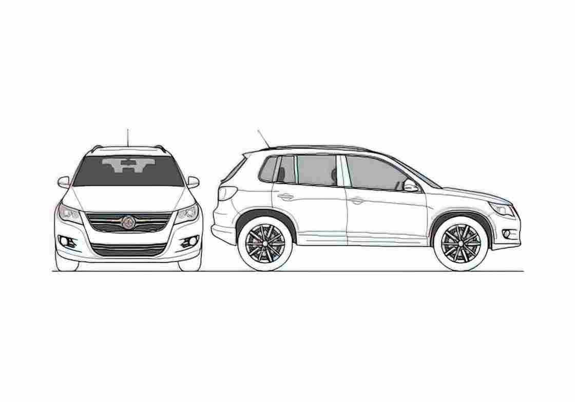 Blueprint Volkswagen Tiguan SUV 2010 A4 Photo Print