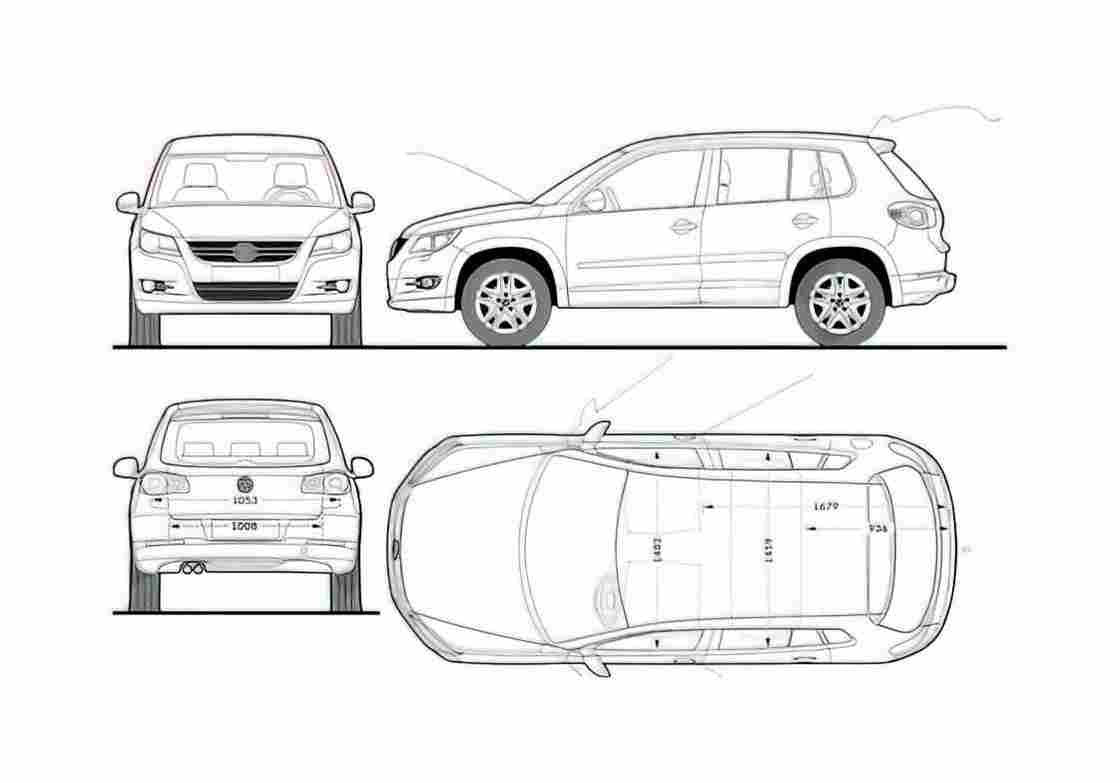Blueprint Volkswagen Tiguan Trend SUV 2008 A4 Photo Print