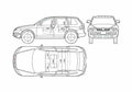 Blueprint Volkswagen Touareg SUV 2005 A4 Photo Print