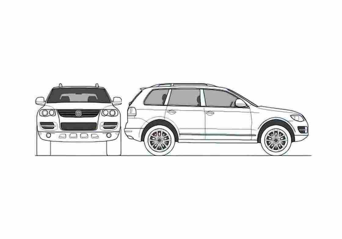 Blueprint Volkswagen Touareg SUV 2009 A4 Photo Print