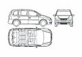 Blueprint Volkswagen Touran Minivan 2006 A4 Photo Print