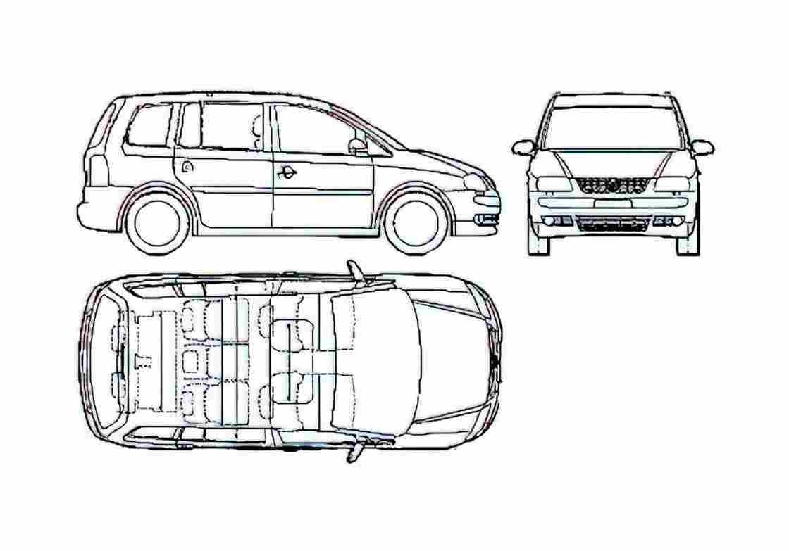 Blueprint Volkswagen Touran Minivan 2006 A4 Photo Print