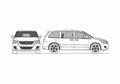 Blueprint Volkswagen Touran SUV 2010 A4 Photo Print