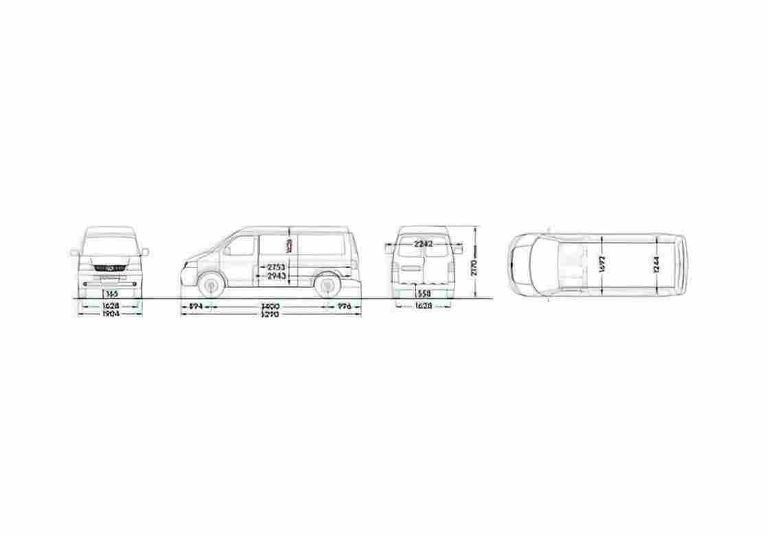 Blueprint Volkswagen Transporter T5 Panel Van LWB Medium Roof Van 200 A4 Photo Print