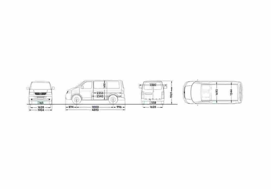 Blueprint Volkswagen Transporter T5 Panel Van SWB Low Roof Van 2004 A4 Photo Print