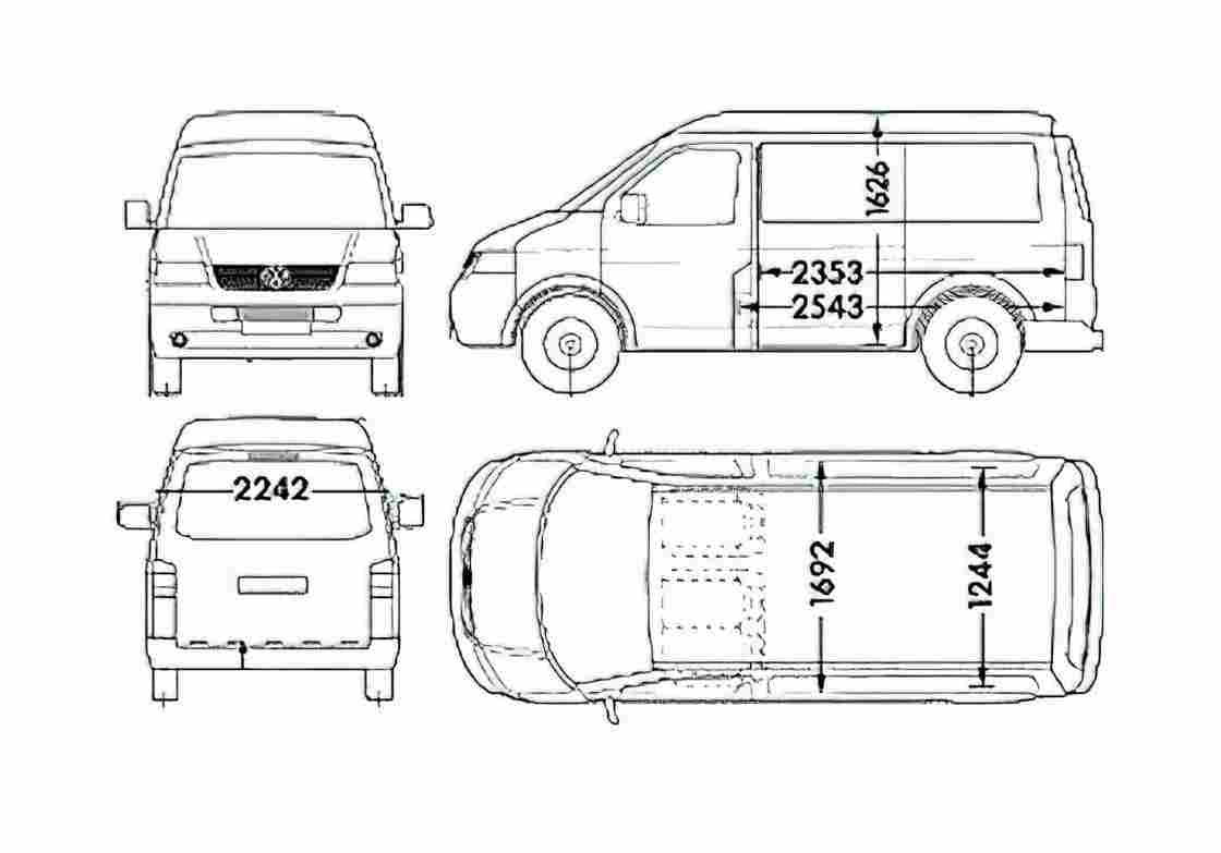 Blueprint Volkswagen Transporter Van 2006 A4 Photo Print