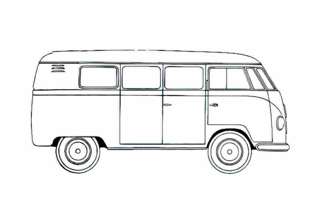 Blueprint Volkswagen Type 2 Microbus Bus 1954 A4 Photo Print