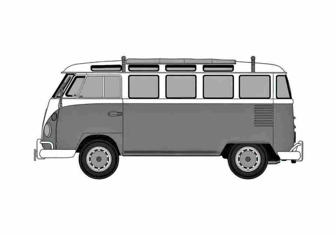 Blueprint Volkswagen Type 2 Microbus Microvan 1963 A4 Photo Print