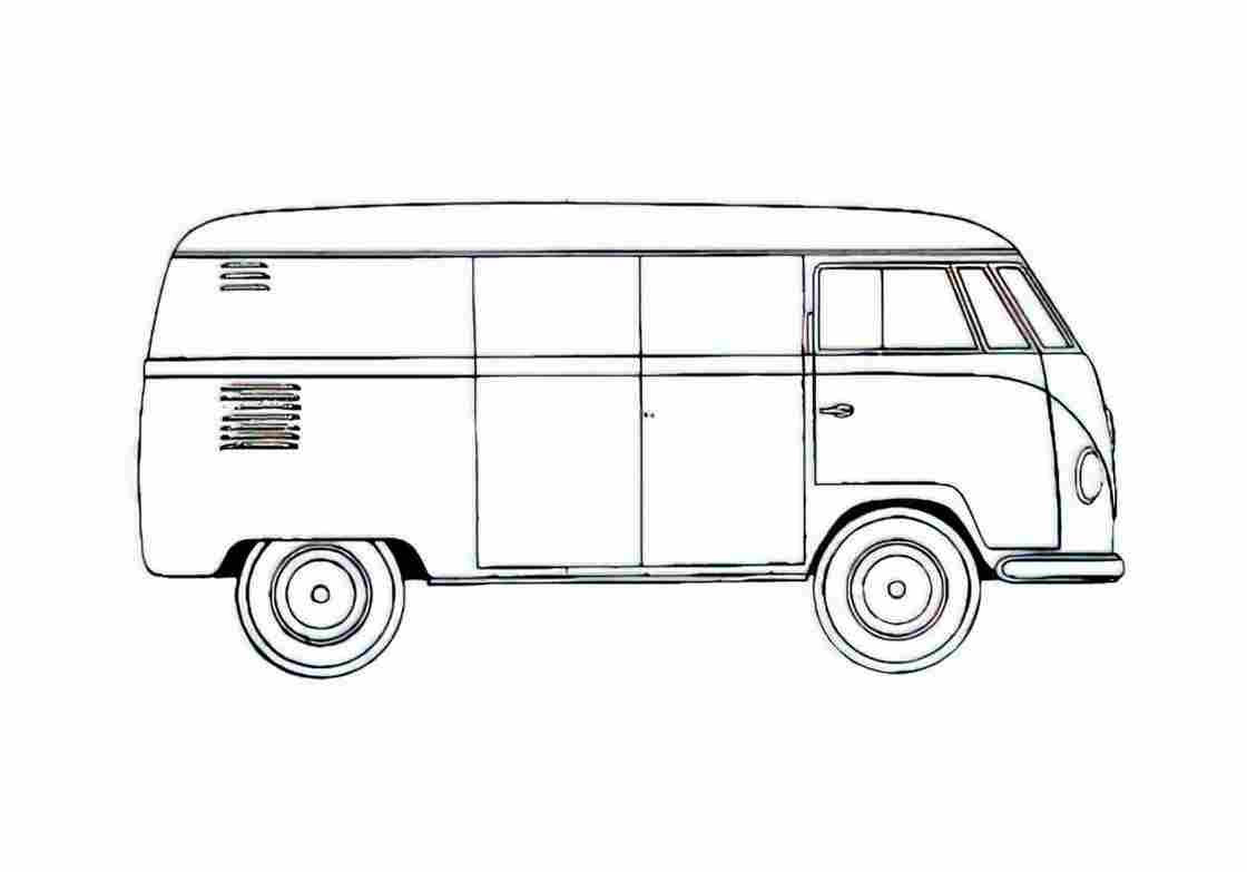 Blueprint Volkswagen Type 2 Microvan Van 1954 A4 Photo Print