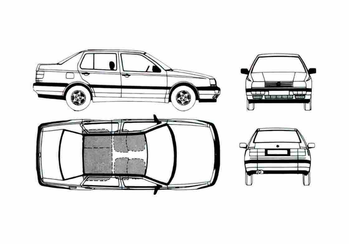 Blueprint Volkswagen Vento CL Sedan 1995 A4 Photo Print