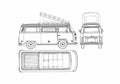 Blueprint Volkswagen Westfalia Van 1973 A4 Photo Print