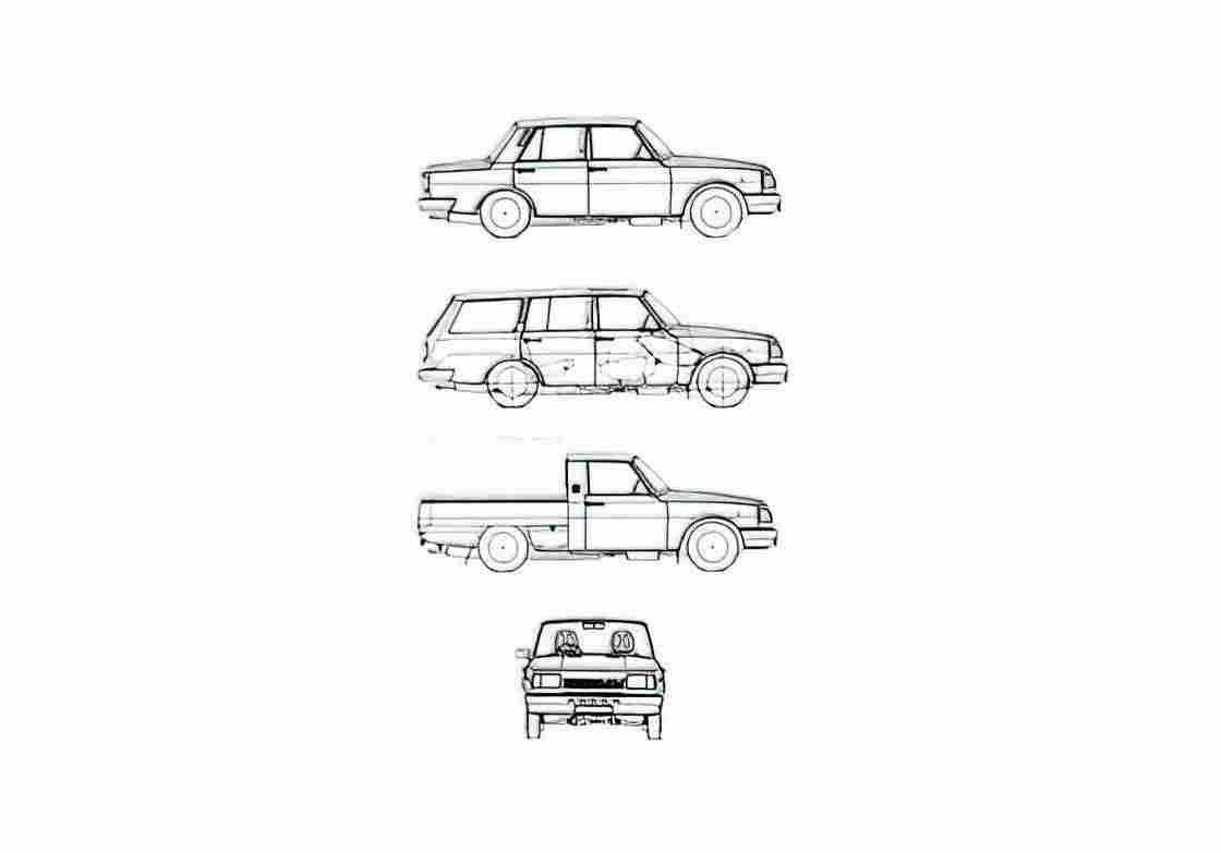 Blueprint Wartburg 13 Sedan 1985 A4 Photo Print