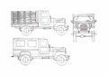 Blueprint Willys Colombia Jeep CJ 3B Pick up 1954 A4 Photo Print