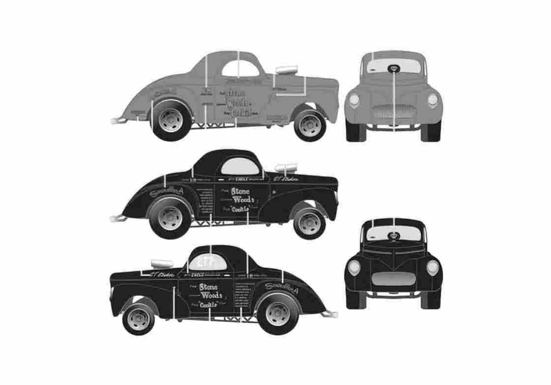 Blueprint Willys Gasser Stone Woods and Cook Coupe 1941 A4 Photo Print