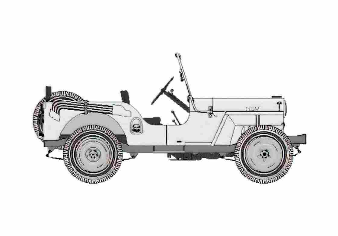 Blueprint Willys Jeep CJ 2A Cabriolet 1945 A4 Photo Print