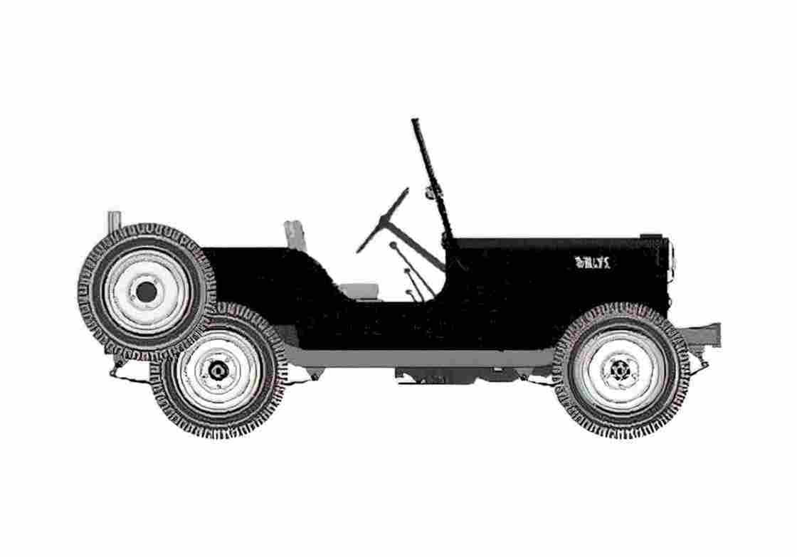 Blueprint Willys Jeep CJ 3A Cabriolet 1949 A4 Photo Print