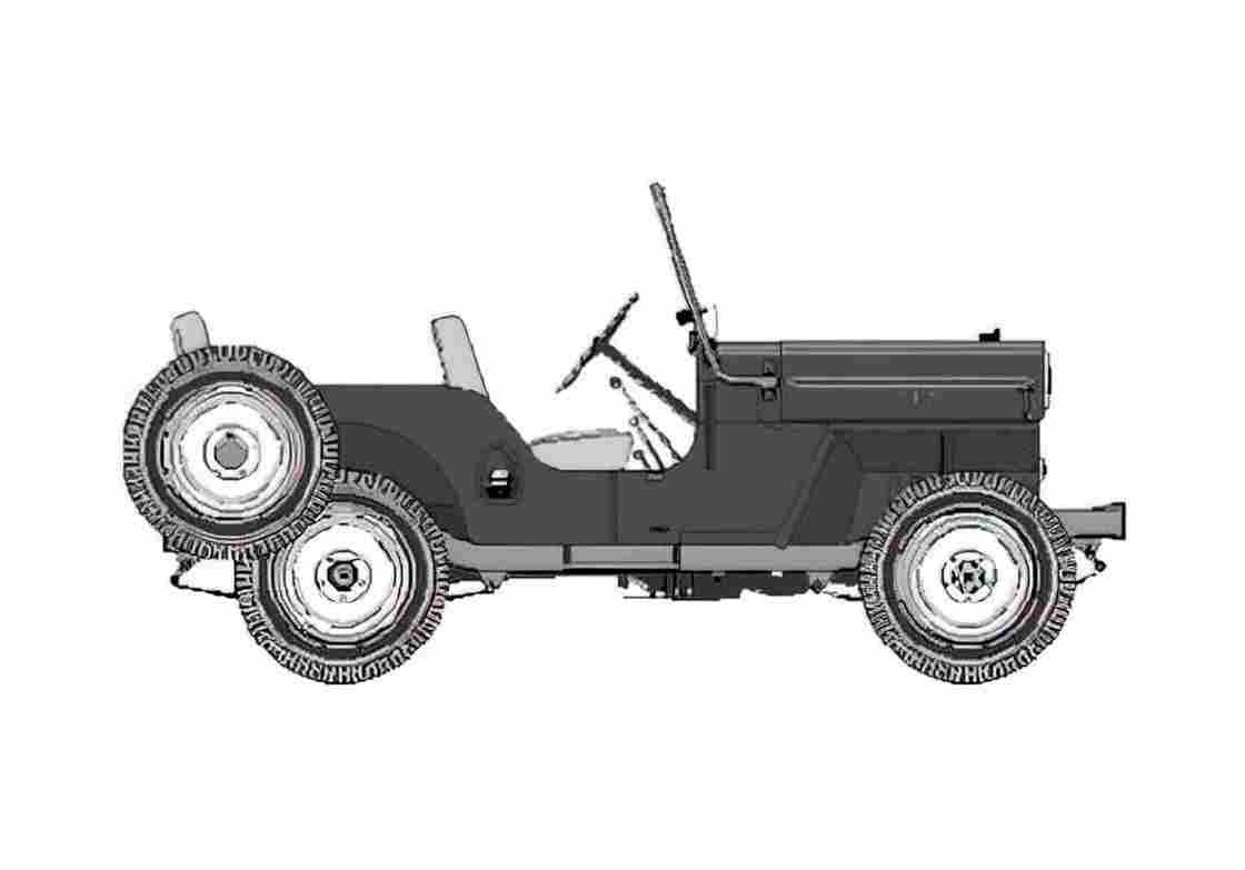 Blueprint Willys Jeep CJ 3B Cabriolet 1953 A4 Photo Print