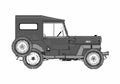 Blueprint Willys Jeep CJ 3B SUV 1953 A4 Photo Print