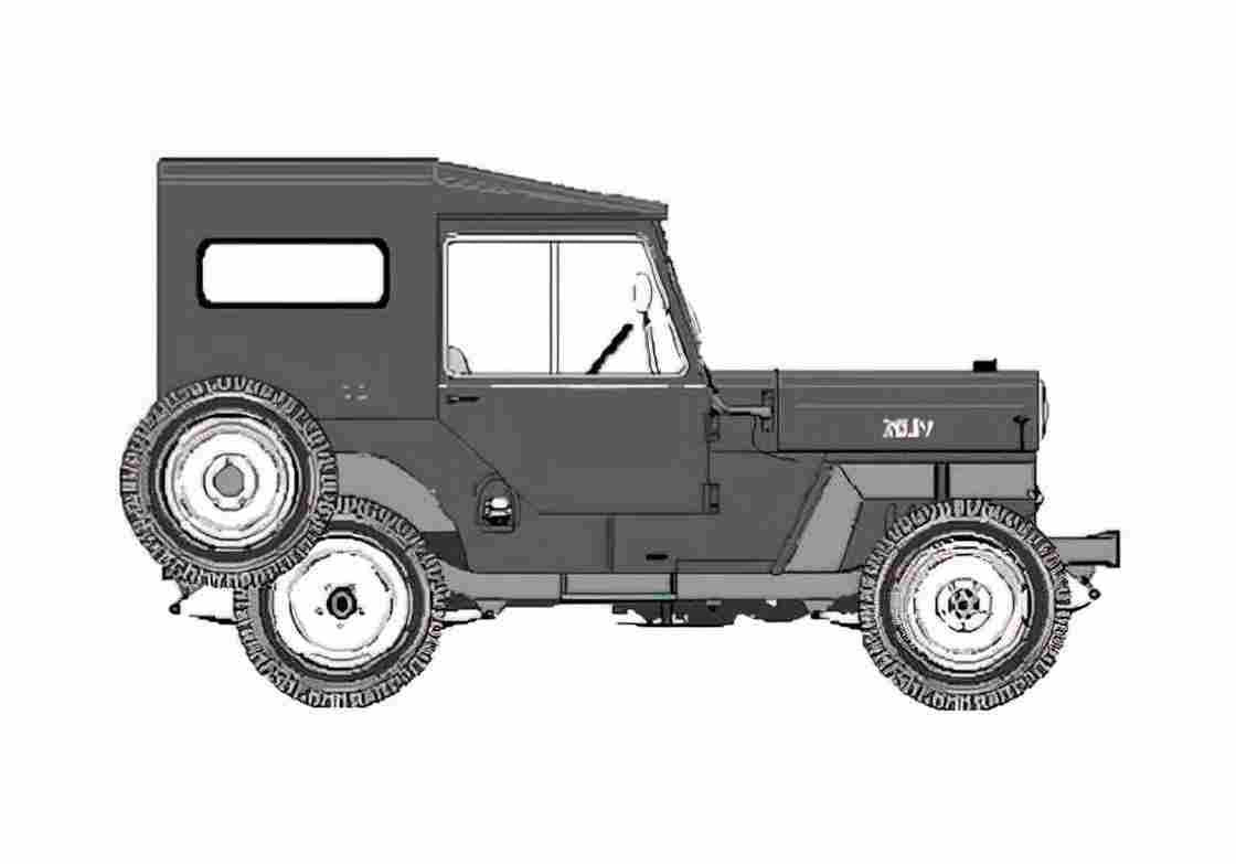 Blueprint Willys Jeep CJ 3B SUV 1953 A4 Photo Print