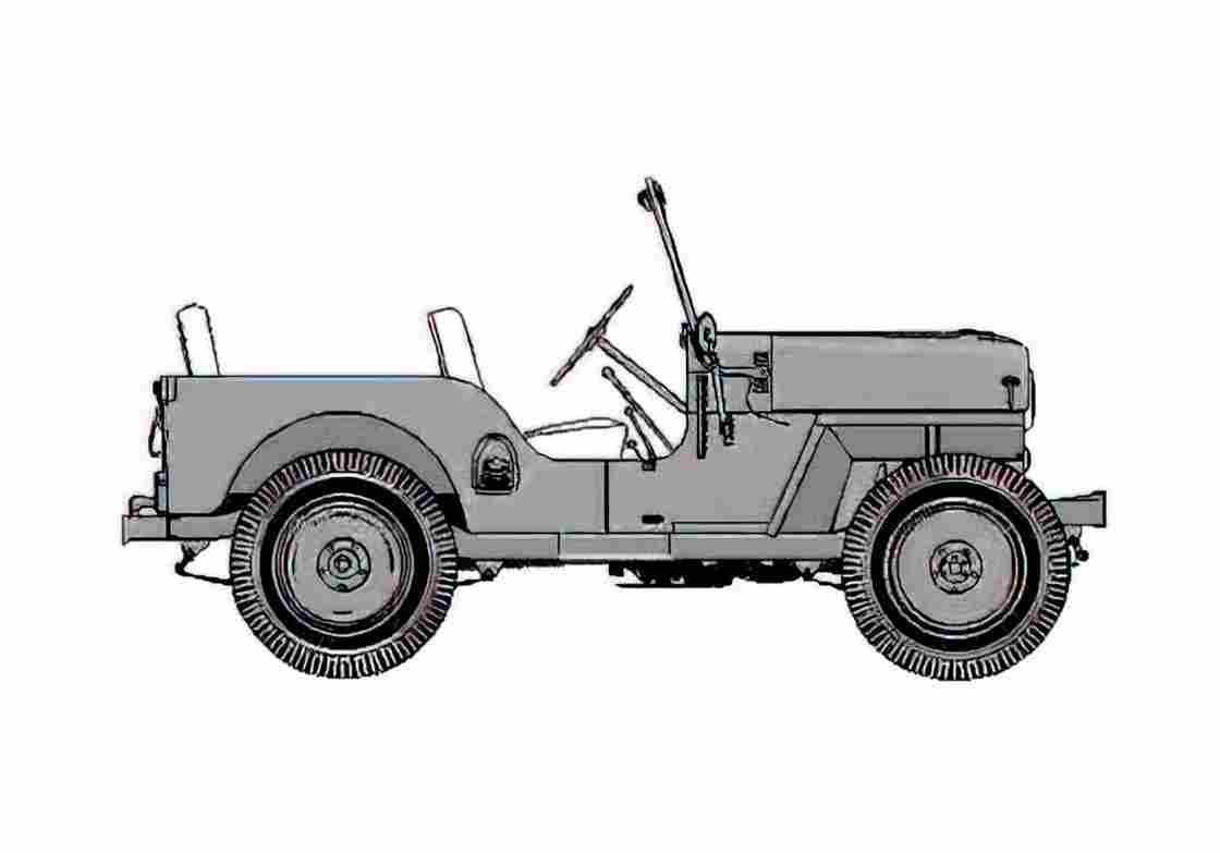 Blueprint Willys Jeep CJ 4 x98 Cabriolet 1944 A4 Photo Print