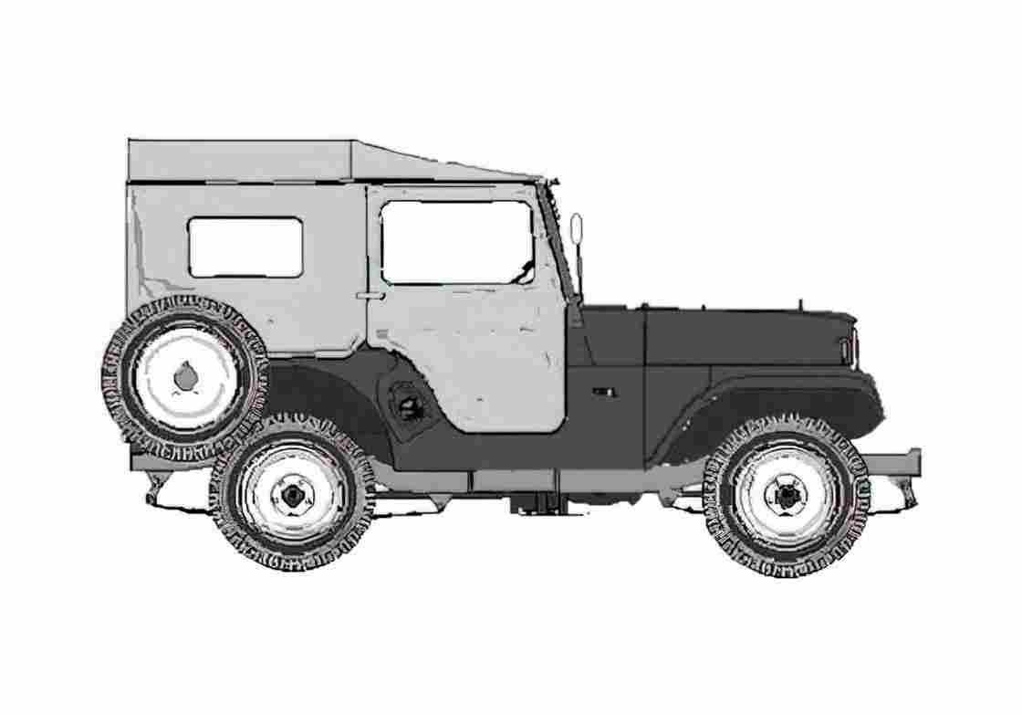Blueprint Willys Jeep CJ 5 SUV 1954 A4 Photo Print