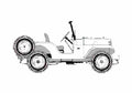 Blueprint Willys Jeep CJ 5 Universal Cabriolet 1954 A4 Photo Print