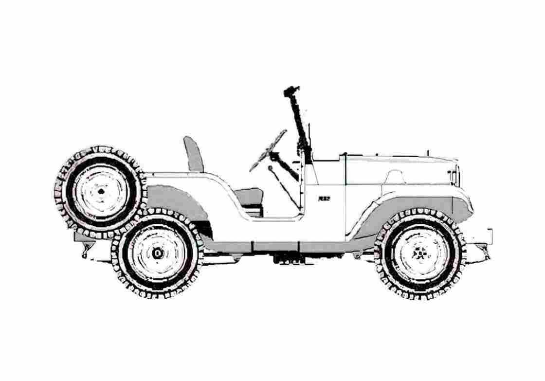 Blueprint Willys Jeep CJ 5 Universal Cabriolet 1954 A4 Photo Print