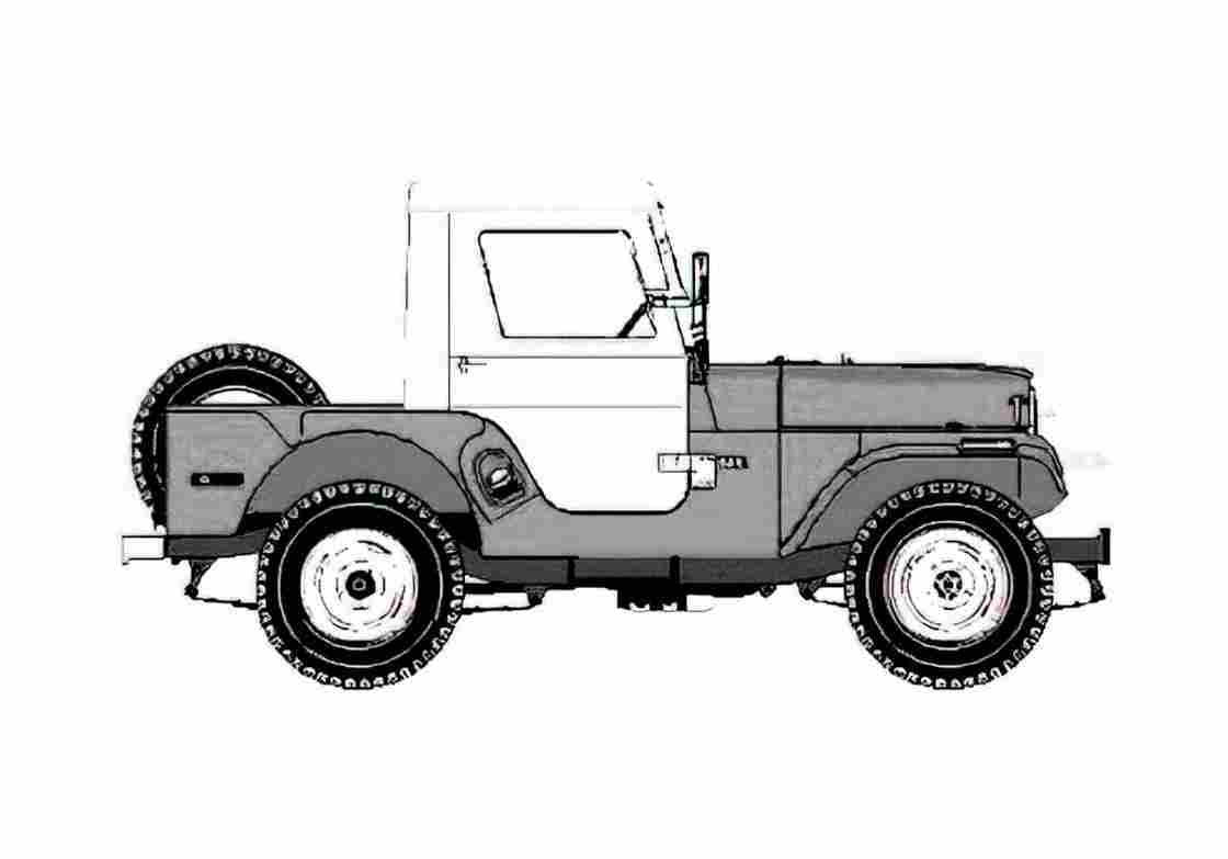 Blueprint Willys Jeep CJ 5 Universal Pick up 1954 A4 Photo Print