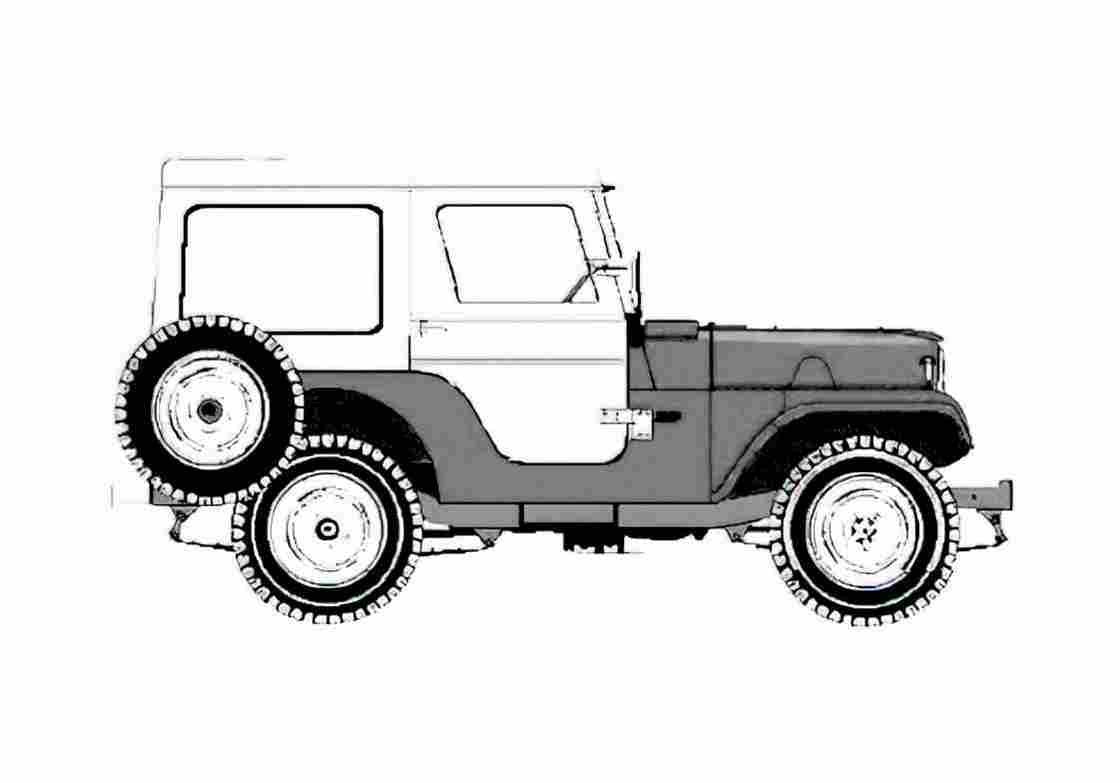 Blueprint Willys Jeep CJ 5 Universal SUV 1954 A4 Photo Print