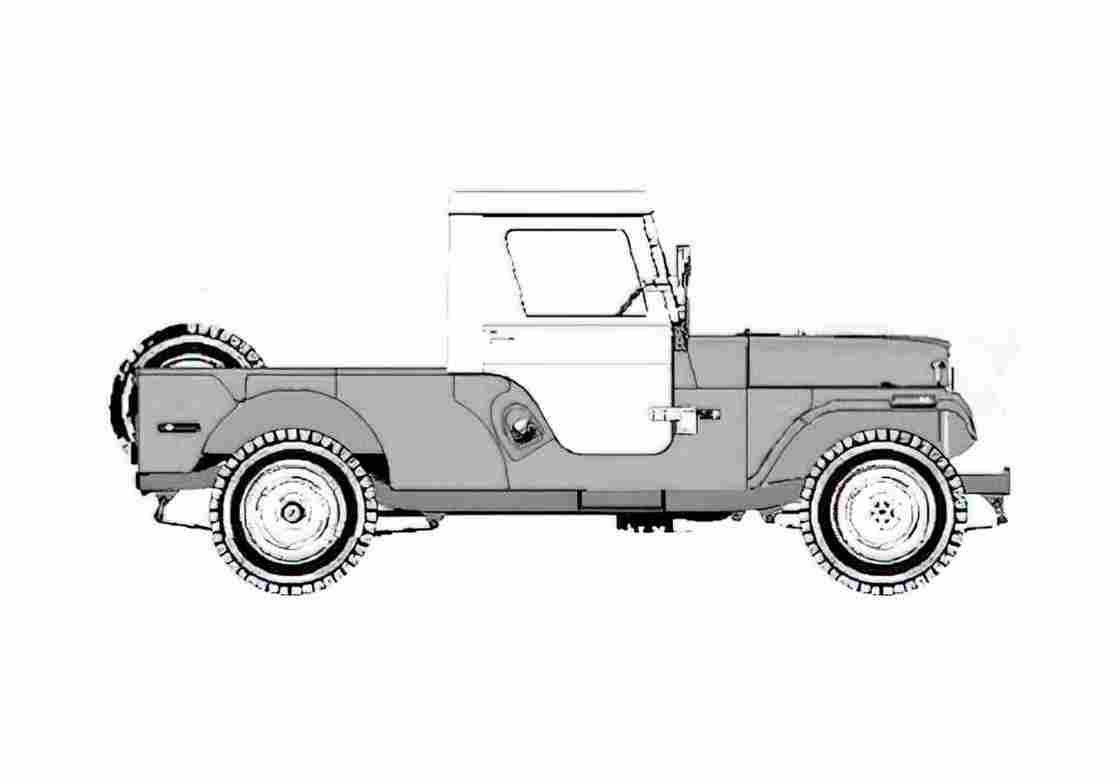 Blueprint Willys Jeep CJ 6 Universal Pick up 1955 A4 Photo Print