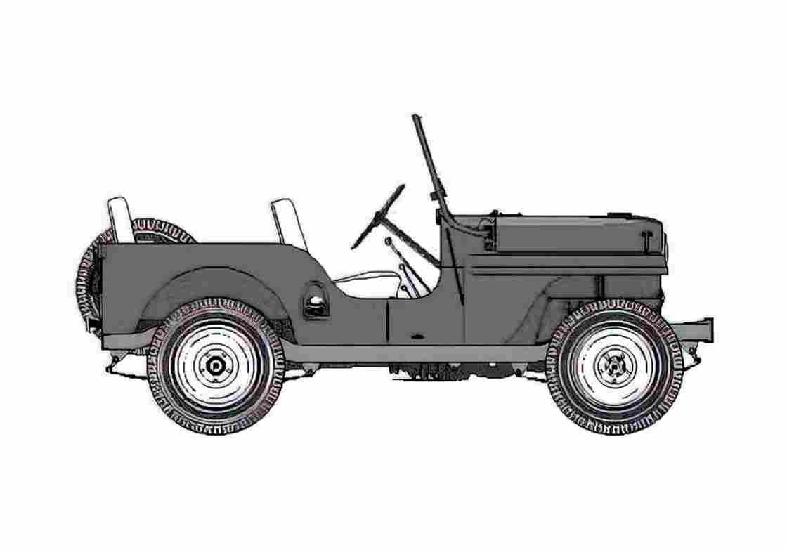 Blueprint Willys Jeep CJ Cabriolet 1944 A4 Photo Print