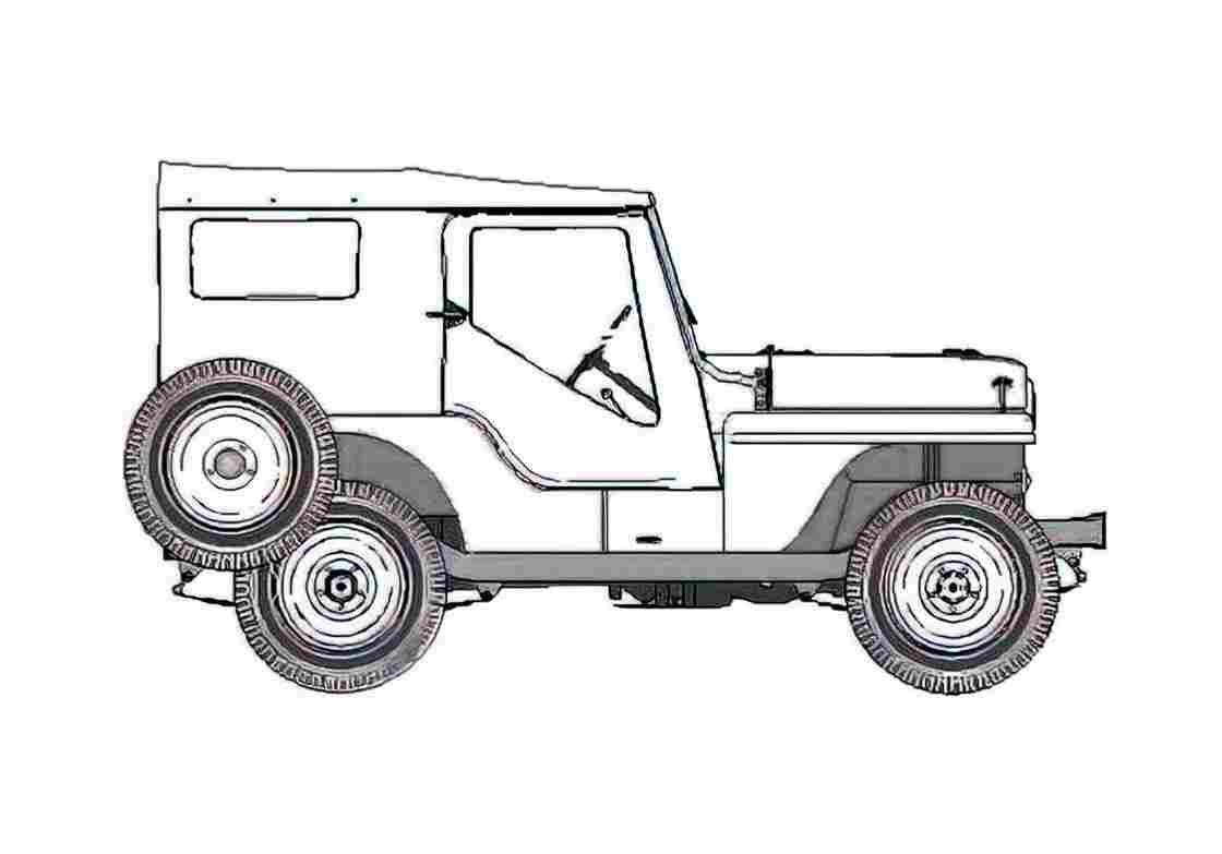 Blueprint Willys Jeep CJ SUV 1944 A4 Photo Print