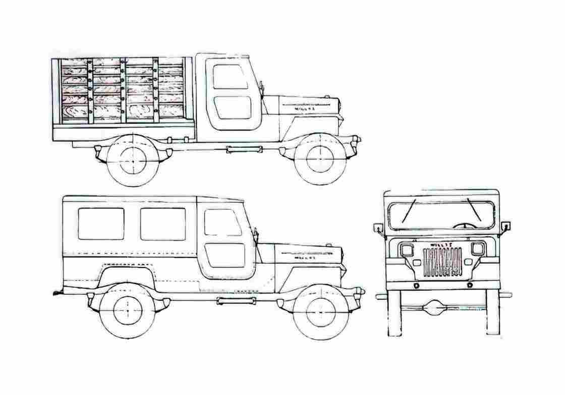 Blueprint Willys Jeep Columbia Truck 1957 A4 Photo Print