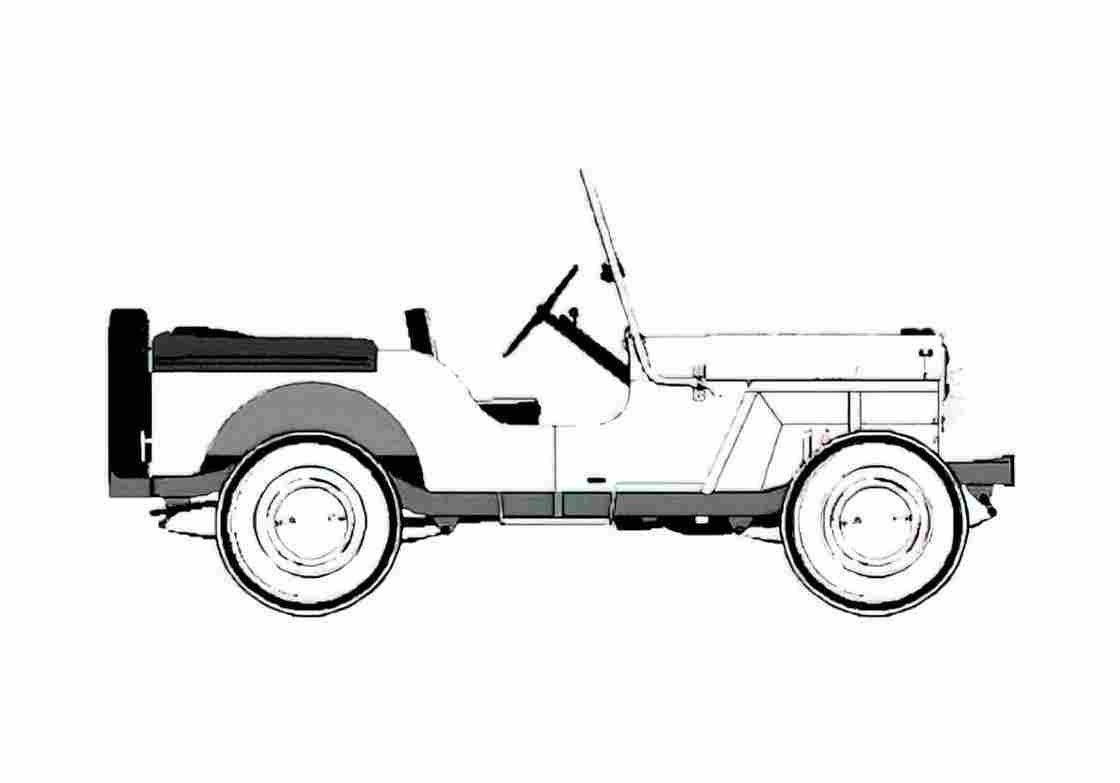 Blueprint Willys Jeep DJ 3A Recreational Cabriolet 1955 A4 Photo Print