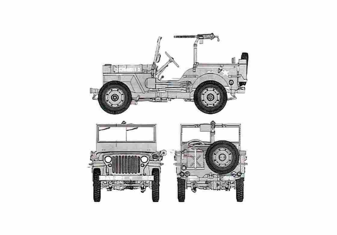 Blueprint Willys Jeep MB Cabriolet 1942 A4 Photo Print