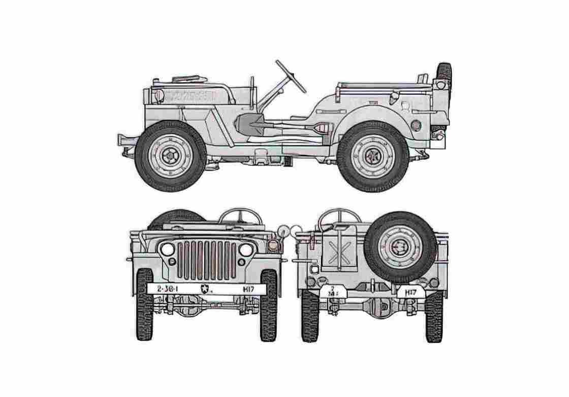 Blueprint Willys Jeep MB SUV 1941 A4 Photo Print