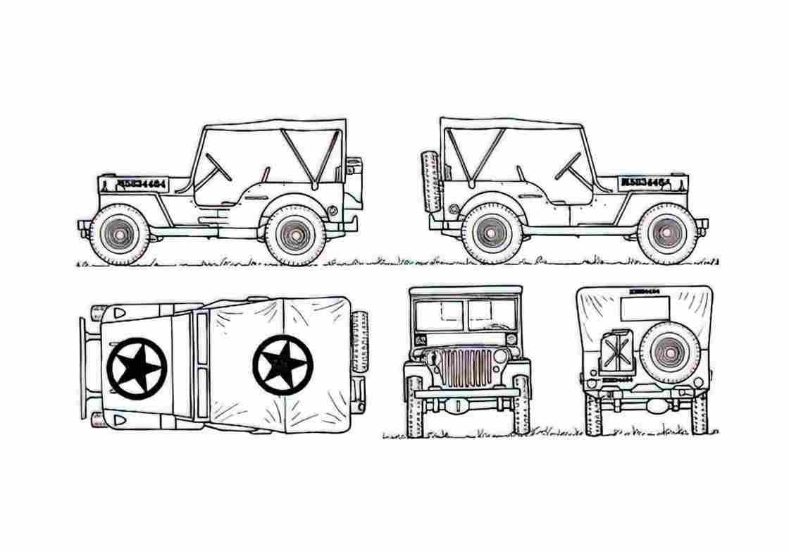 Blueprint Willys Jeep MB SUV 1942 A4 Photo Print