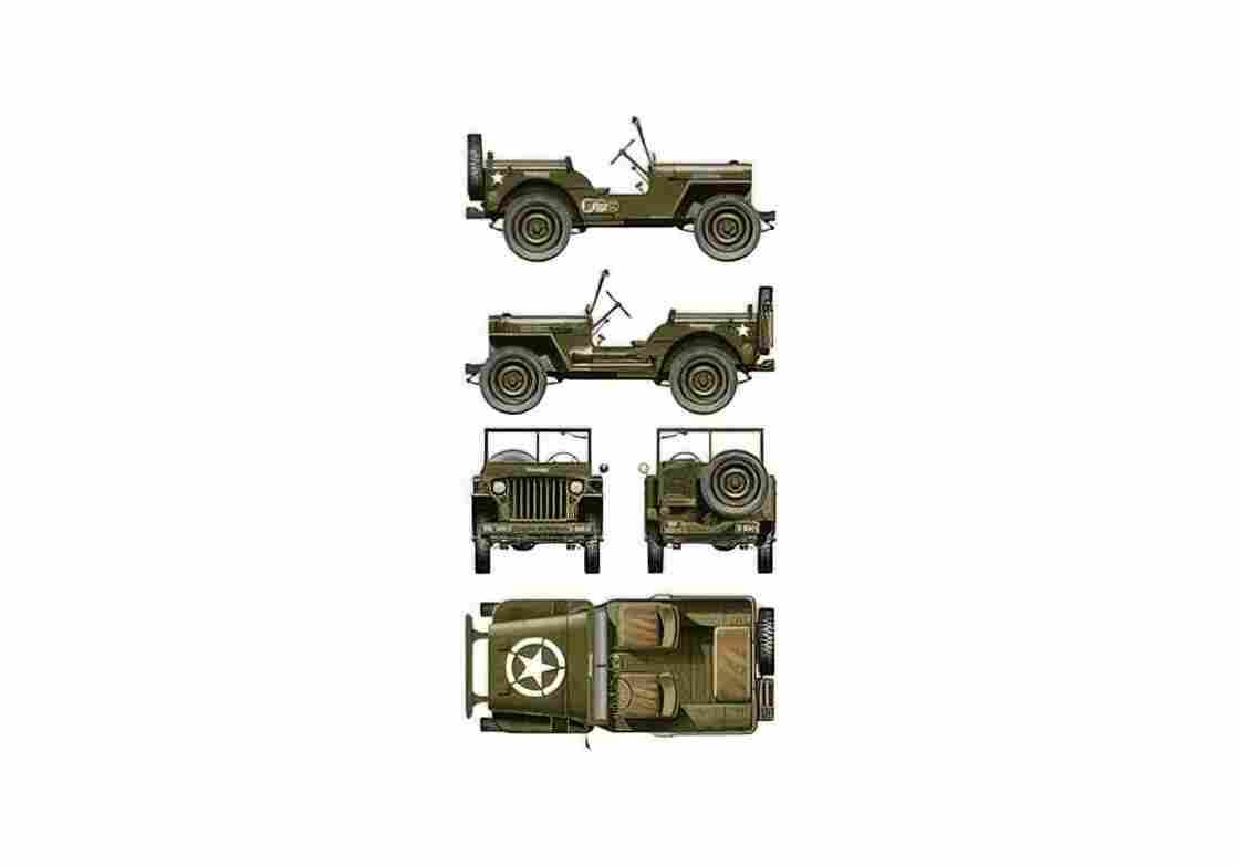 Blueprint Willys Jeep MB3 Cabriolet 1941 A4 Photo Print