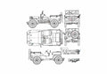 Blueprint Willys Jeep SUV 1952 A4 Photo Print