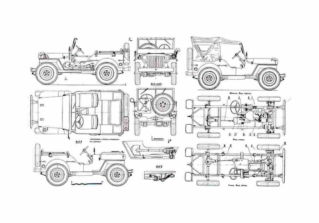 Blueprint Willys MB Sovietic Edition SUV A4 Photo Print