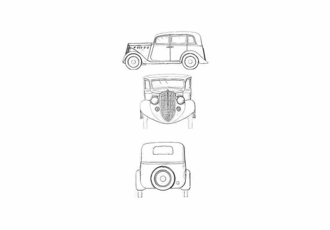 Blueprint Willys Overland 4 door Sedan 1935 A4 Photo Print