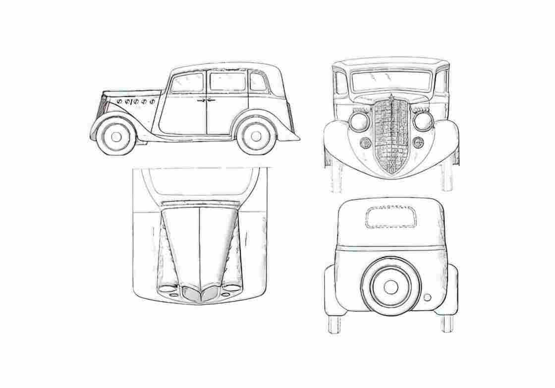 Blueprint Willys Overland Sedan 1935 A4 Photo Print